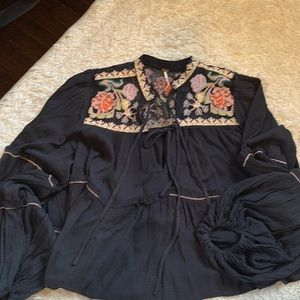 Embroidered free people top